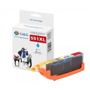 G&G XL rašalo kasetė, suderinama su Canon CLI-551C XL (žydra, didelės talpos) 14566
