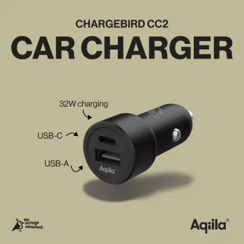 Aqiila CHARGEBIRD CC2 automobilinis įkroviklis juodas, 32 vatų (AQCCCC2CBI403)