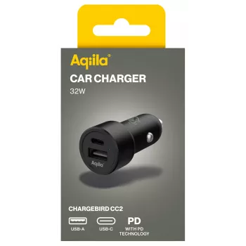 Aqiila CHARGEBIRD CC2 automobilinis įkroviklis juodas, 32 vatų (AQCCCC2CBI403)