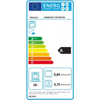 Electrolux LKK660221X laisvai stovinti viryklė su dujine kaitlente ir elektrine orkaite, anti-pirštų atspaudų nerūdijantis plienas, 60 cm