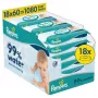 Pampers Aqua kūdikių šlapios servetėlės, 18 pakelių po 60, 1080 vnt., 99% gryno vandens, bekvapės