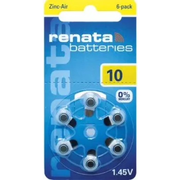 Renata ZA10 cinko-oro PR70 klausos aparato baterija 105 mAh 1,4 V 6 vienetų paketas ZA10.DP6 0HG