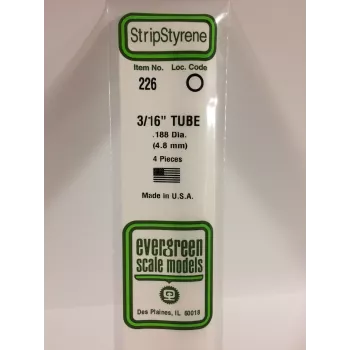 Evergreen 226 polistirolo vamzdelis 4,8 mm x 350 mm (4 vnt.)