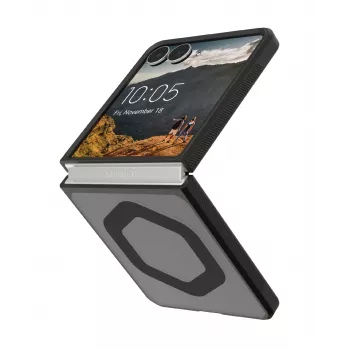 UAG Urban Armor Gear Mouve dėklas su magnetiniu moduliu, skirtas Samsung Galaxy Z Flip8 - Ash (permatomas pilkas)/juodas 214561113131