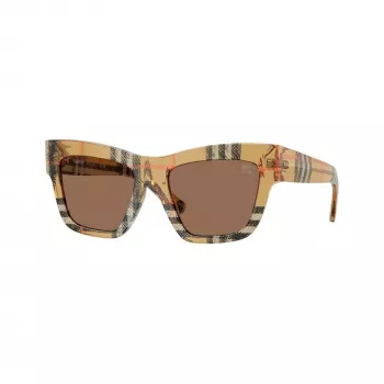 Burberry BE4449-414673 moteriški kvadratiniai acetatiniai akiniai nuo saulės, Havana/vėžliuko rėmelis, rudi lęšiai, 53/19/140 mm