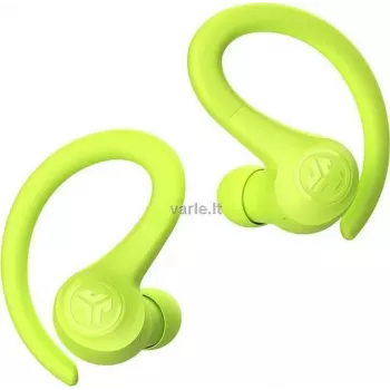 JLab GO Air Sport True Wireless ausinės su ausų kabliukais, Bluetooth 5.1, IP55 atsparios prakaitavimui, 32 valandų baterija, geltonos IEUEBGAIRSPRTRYEL124