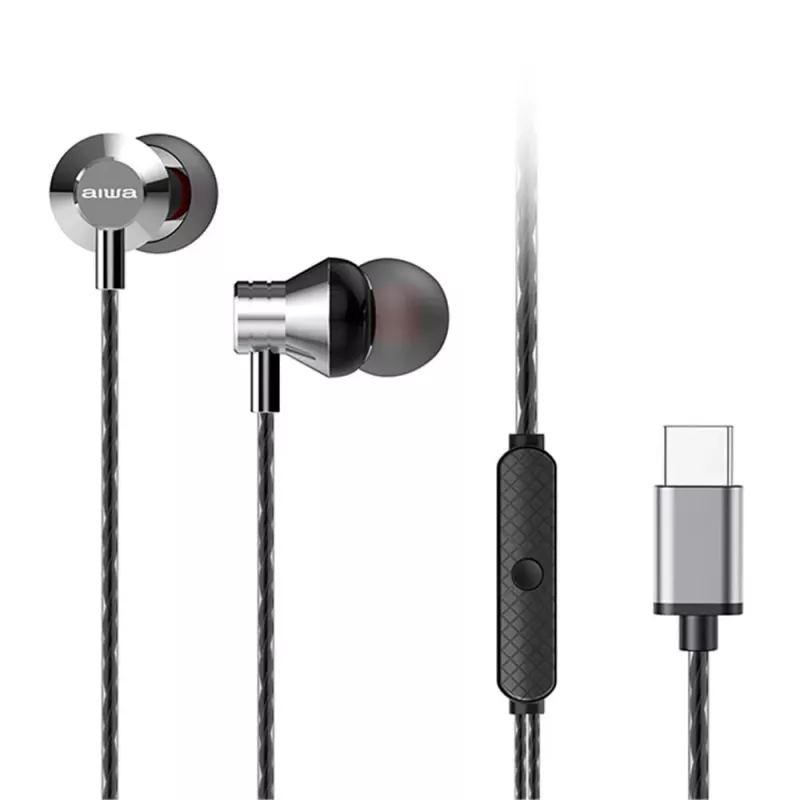 AIWA ESTM-50USB-C/SL ausinės su mikrofonu, USB-C, sidabrinės