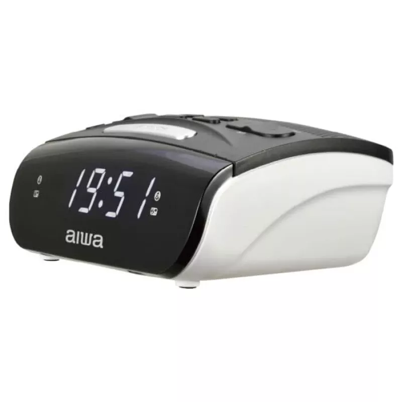 AIWA CR-15 skaitmeninis FM laikrodis-radijas su dvigubu žadintuvu, LED ekranu, miego laikmačiu - juodas
