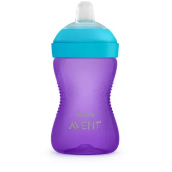 Philips AVENT My Grippy minkšto snapelio mokomasis puodelis 300 ml, 9m+, violetinis