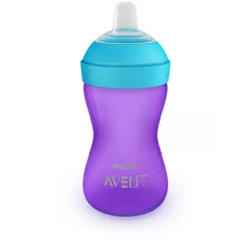 Philips AVENT My Grippy minkšto snapelio mokomasis puodelis 300 ml, 9m+, violetinis
