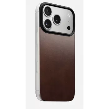 NOMAD magnetinis odinis užpakalis iPhone 17 Pro, suderinamas su MagSafe, Horween oda, Rustic Brown