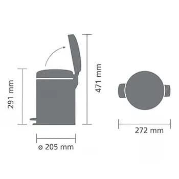 Brabantia NewIcon 5L pedalų šiukšliadėžė Brilliant Steel