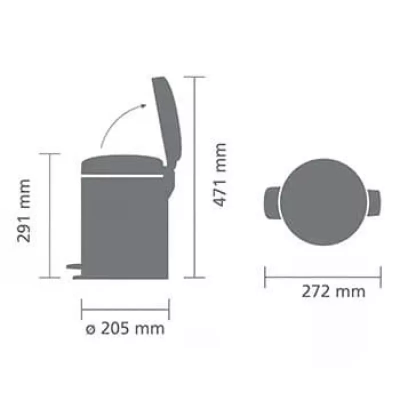Brabantia NewIcon 5L pedalų šiukšliadėžė Brilliant Steel