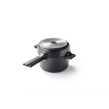 Brabantia All-in-One 5 dalių nerūdijančio plieno puodų ir keptuvių rinkinys su stikliniais dangčiais, tinka indukcinei kaitlentei, sidabrinis
