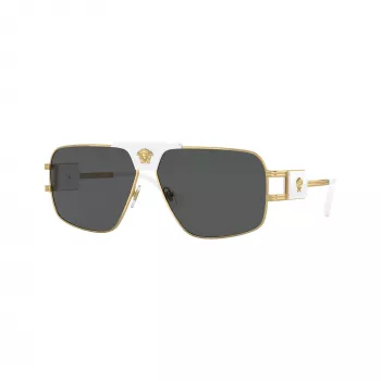 Versace VE2251-147187 vyriški akiniai nuo saulės Pilot, ginklo metalo spalvos rėmeliai, pilki stiklai, 63/12/145 mm