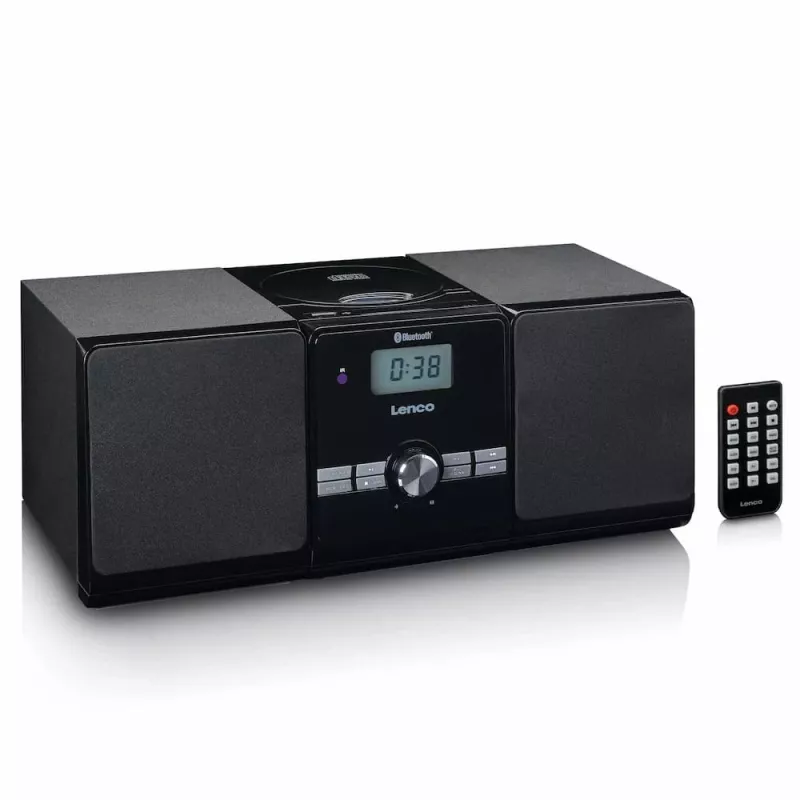 Lenco MC-030BK mikro muzikos sistema su Bluetooth, CD, FM radiju, USB, AUX, juoda