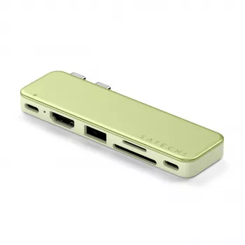 Satechi USB-C Snap Hub – daugiafunkcis adapteris su 4K HDMI, 5 Gbps USB, kortelių skaitytuvu, 45 W PD (Citrus)