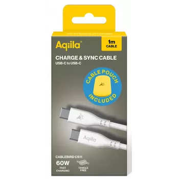 AQIILA Cablebird CS11 USB-C į USB-C įkrovimo ir sinchronizavimo kabelis 1m 60W juodas AQCBPBIC1SI812