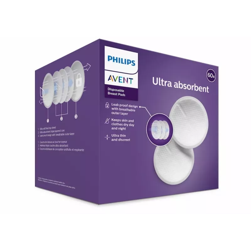 Philips Avent vienkartiniai krūtų įklotai SCF254/61 (60 vnt.)