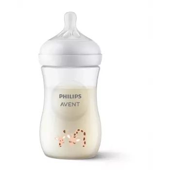 Philips Avent Natural Response Giraffe kūdikio buteliukas 260 ml, vidutinio srauto žindukas, 1m+