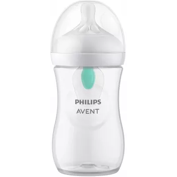 Philips Avent Natural Response priešpilvinis kūdikių buteliukas su AirFree ventiliacija 260 ml, vidutinio srauto žindukas, 1 mėn.+