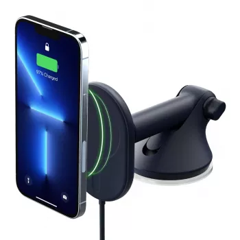 iOttie Velox magnetinis belaidis įkroviklis su prietaisų skydelio ir priekinio stiklo laikikliu - 7,5W Qi greitasis įkrovimas, suderinamas su MagSafe, juodas