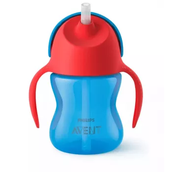 Philips AVENT šiaudelių puodelis su lanksčiu šiaudeliu, 200 ml, 9 mėn.+, mėlynas
