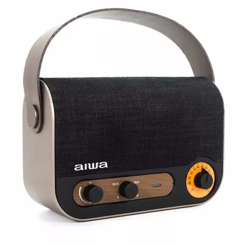 AIWA RBTU-600 nešiojamasis Bluetooth radijas su FM, USB, AUX-in, MicroSD, įkraunama baterija