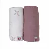 Lodger Swadler Solid Matcha medvilninis vystyklas, Powder Rose, 110x110 cm, 2 vnt.
