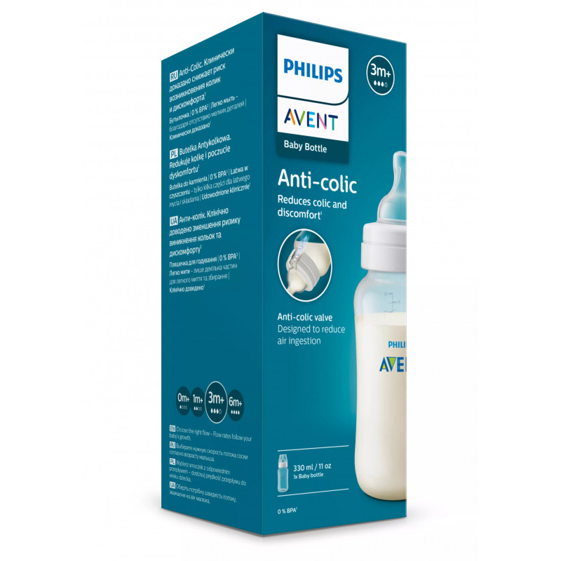 Philips Avent nuo pilvuko dieglių kūdikio buteliukas 330 ml, 3 mėn.+