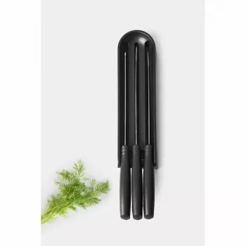 Brabantia Tasty+ peilių rinkinys su dėklu stalčiuje, tamsiai pilkas, 3 peiliai