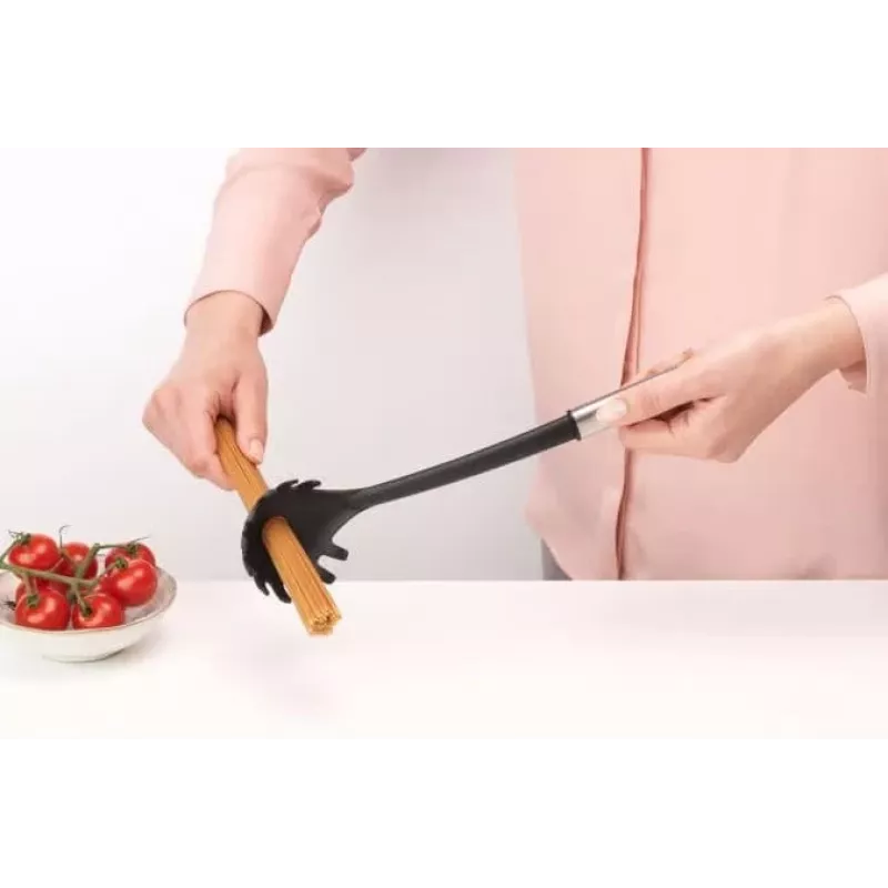 Brabantia Essential spagečių šaukštas, nailono galvutė, matinio plieno rankena, saugus nepridegančioms keptuvėms
