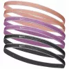 Nike Swoosh Sport Metallic plaukų raiščiai, 6 vnt. – persikų, rožinės, pilkos spalvos