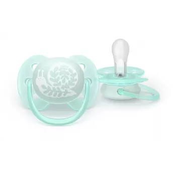 Philips Avent Ultra Soft DECO žindukas 0-6 mėn., 2 vnt., silikoninis, be BPA, su sterilizavimo dėklu