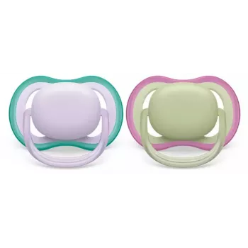 Philips Avent Ultra Air žindukas 0-6 mėn., 2 vnt., mergaitėms rožinis/violetinis, SCF085/24