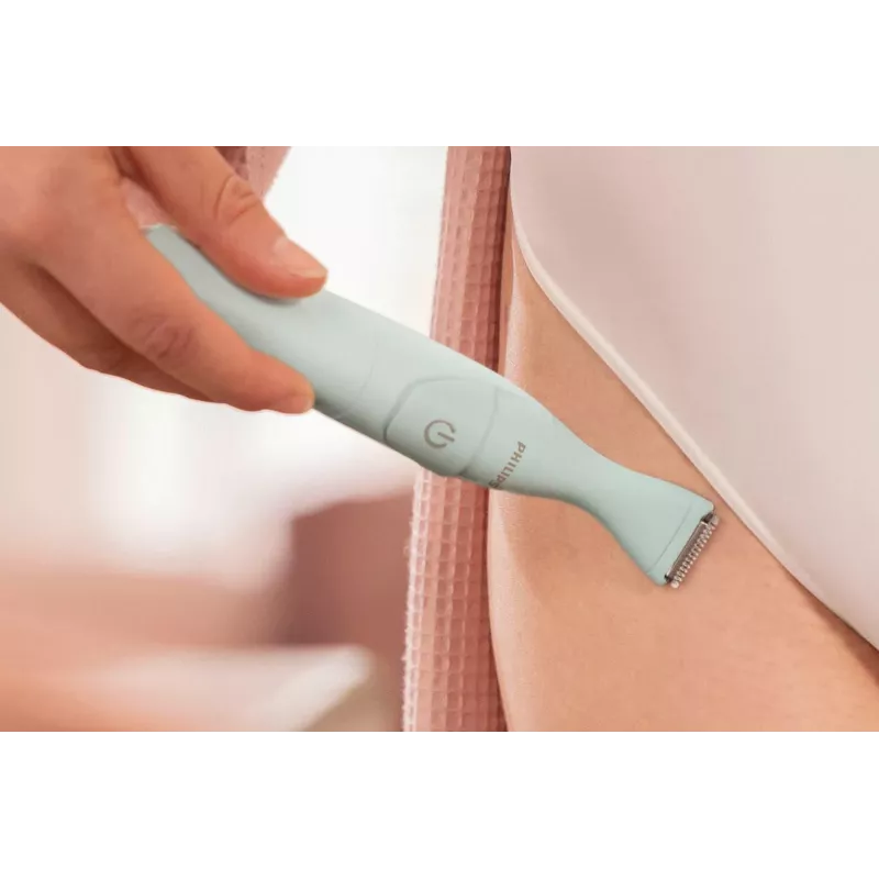 PHILIPS Essential Bikini Trimmer BRT398/15, saugus kirpimas jautrioms vietoms, šlapias ir sausas, 3 ilgio nustatymai, maitinamas baterija, baltas su rožiniais akcentais