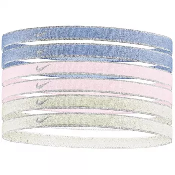 Nike Swoosh Sport plaukų raiščiai, 6 vnt., metalinės purpurinės, rožinės, geltonos spalvos N1002008511OS