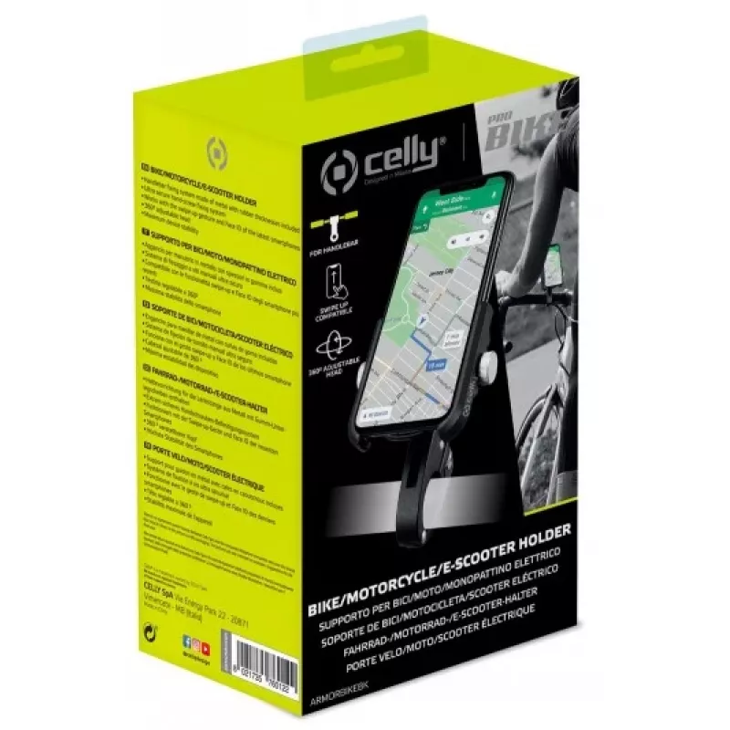CELLY Universal Armor dviračio laikiklis išmaniesiems telefonams iki 6,7 inch, juodas