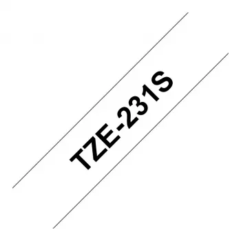 Brother TZe-231S 12mm juoda ant baltos laminuota etikečių juosta (4m)