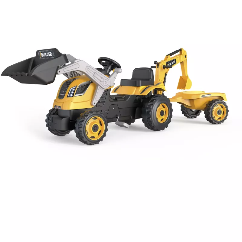 SMOBY Tractor Max pedalais varomas važiuojamasis žaislas su priekaba, žalias, nuo 3 metų