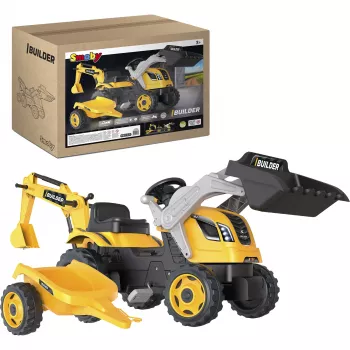 SMOBY Tractor Max pedalais varomas važiuojamasis žaislas su priekaba, žalias, nuo 3 metų