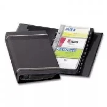 DURABLE VISIFIX 200 Vizitinių kortelių žiedinis segtuvas, 200 kortelių, A-Z indeksas, juodas 238558