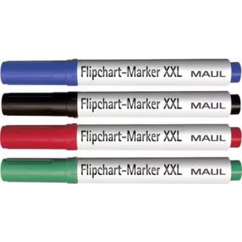 MAUL Flipchart žymeklių rinkinys, kaltinė antgalis 3,0-6,5 mm, 4 skirtingos spalvos