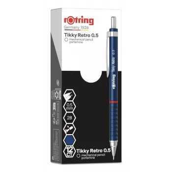 Rotring Tikky Retro mechaninis pieštukas 0,5 mm, mėlynas chromuotas apdaila 2202566