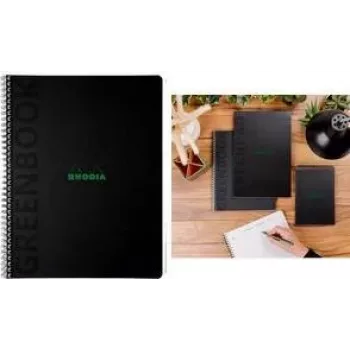 RHODIA Greenbook College Block A4+ languotas juodas perdirbtas 80 lapų 119932C
