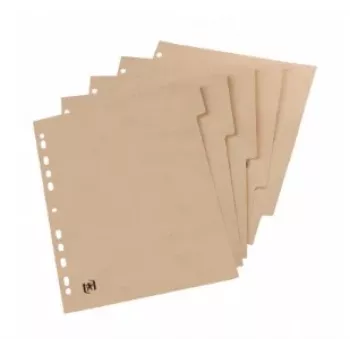 Oxford TOUAREG A4 kartono skirtukai, 5 skirtukai, tušti, smėlio spalvos, perdirbtas popierius 280 g/m², universalus perforavimas (1 rinkinys) 100204964