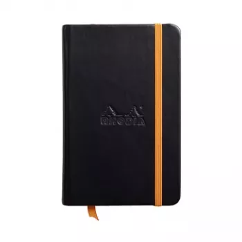 RHODIA RHODIARAMA Užrašų knygelė 90 x 140 mm Liniuotė juoda dirbtinė oda kietais viršeliais 96 lapai 118642C