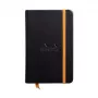 RHODIA RHODIARAMA Užrašų knygelė 90 x 140 mm Liniuotė juoda dirbtinė oda kietais viršeliais 96 lapai 118642C