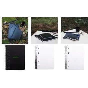 RHODIA GREENBOOK College Block A5+ languotas juodas perdirbtas viršelis 119913C