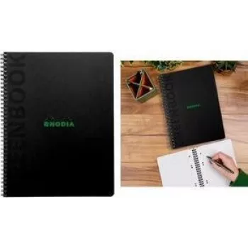 Rhodia Greenbook College Block A5+ liniuotė juodas perdirbto kartono viršelis 80 lapų 119925C